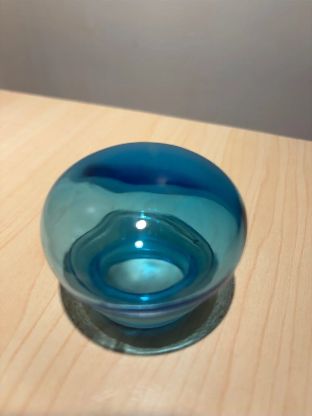 Blue Made in Belgium Glass Apothecary Jar with Bubble Top 5 in tall & 3 in wid